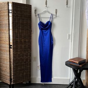 Thigh high slit, gorgeous blue silk dress - perfect for formal!